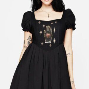 Disturbia Ingrid Embroidered Applique Corset Mini Dress Black US Size 8